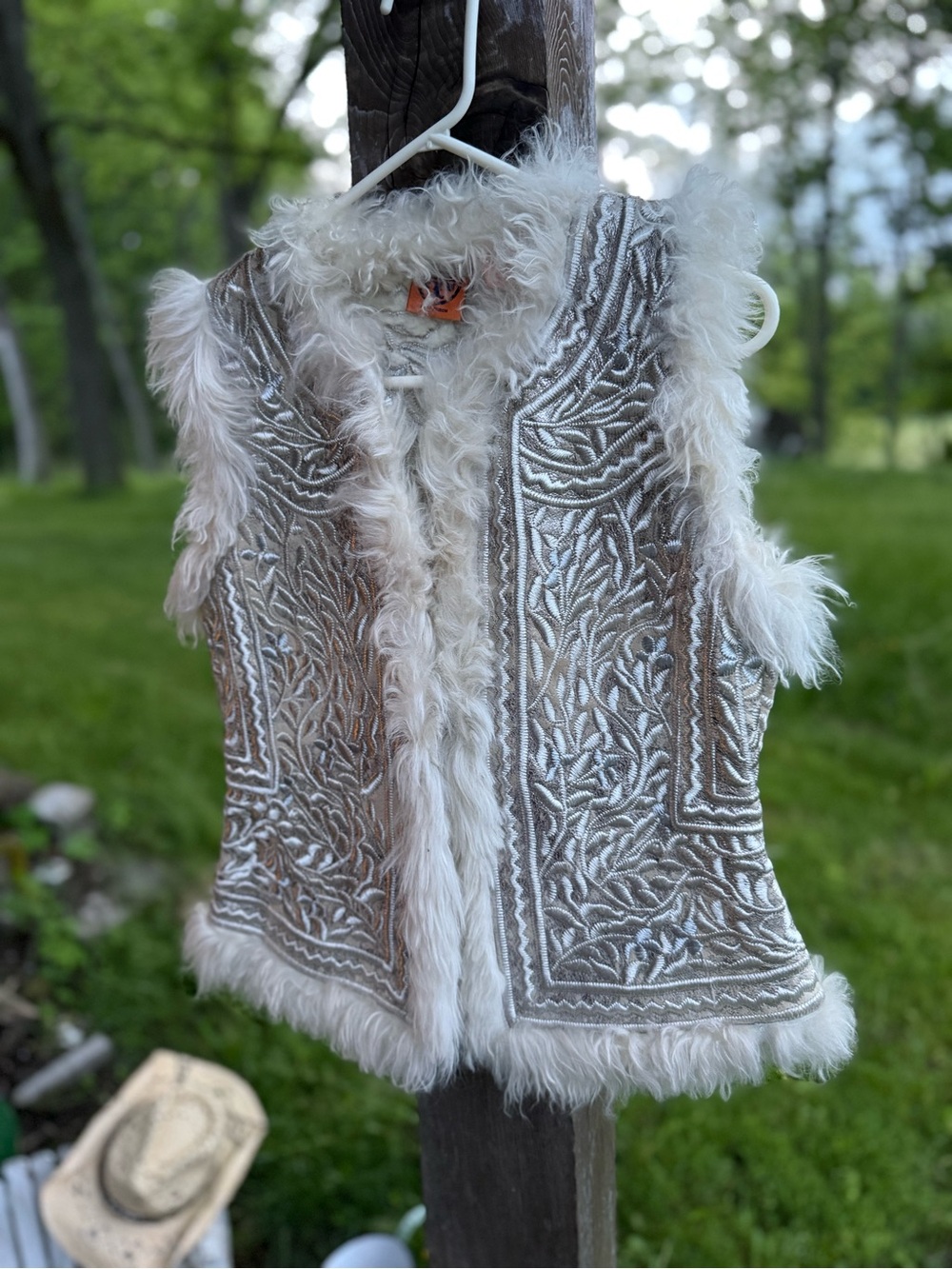 Tory Burch Metallic Shearling Brocade Vest - Picture 4 of 4